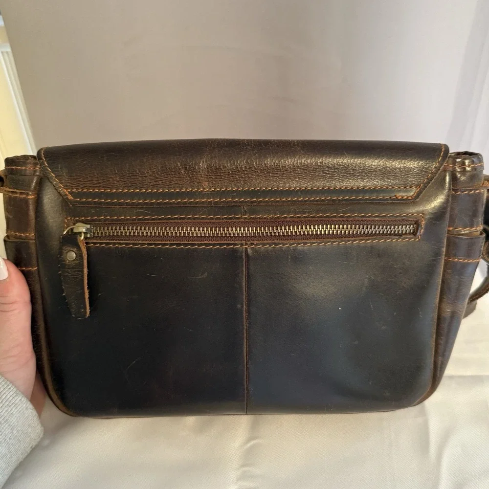 Unbranded Dark Brown Leather Shoulder Messenger Crossbody Bag Purse